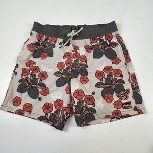 Billabong Mami Wata Shorts Mens Medium Beige Floral Swim Trunks Elastic Waist